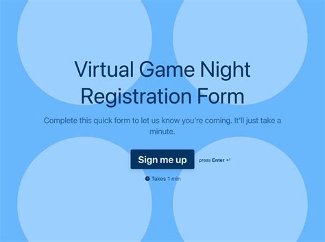 Virtual game night registration form template .